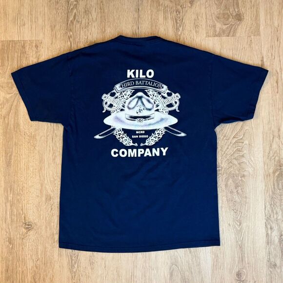 Champion USMC Kilo Company T-Shirt Third Battalion Navy Blue Size Large Marines - Picture 1 of 5